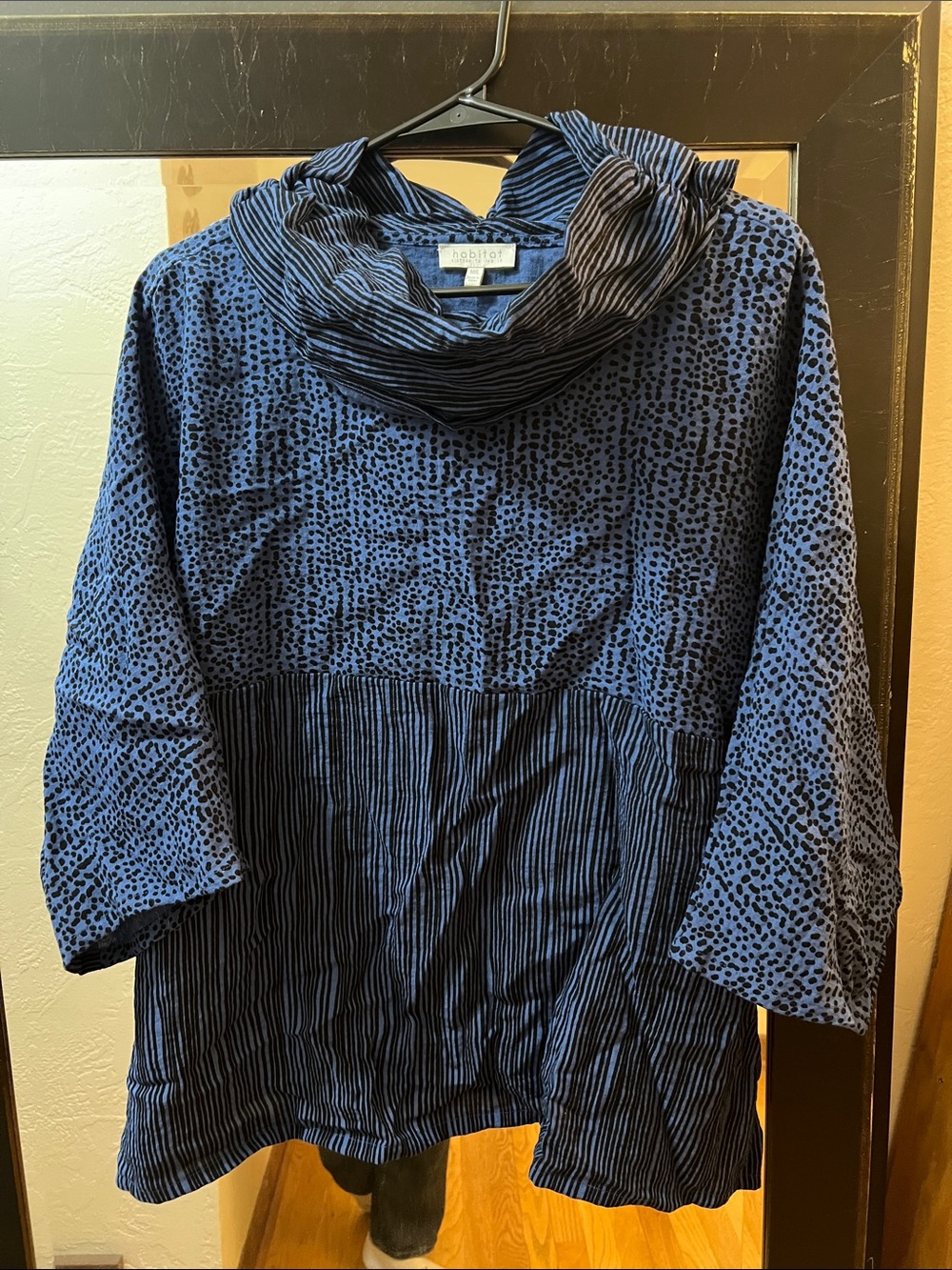 Habitat Navy Blue Patterned Cowl Neck Sweater